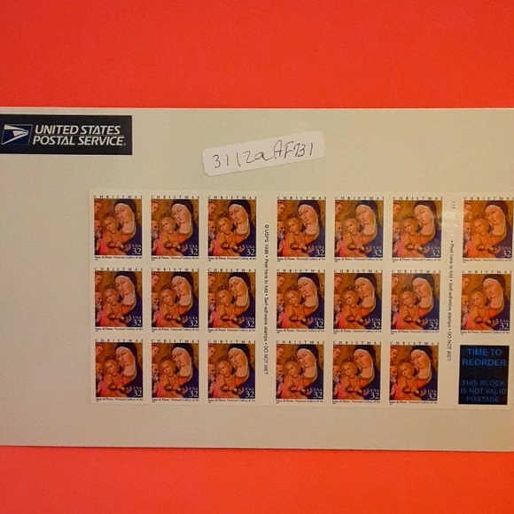 AF 731 1997 Madonna and Child. 20 count booklet - Picture 1 of 2